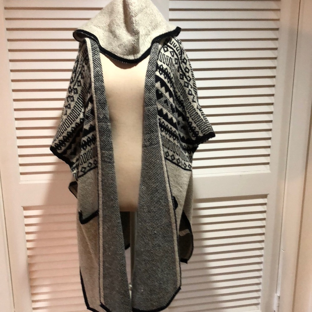 Black and Tan print poncho